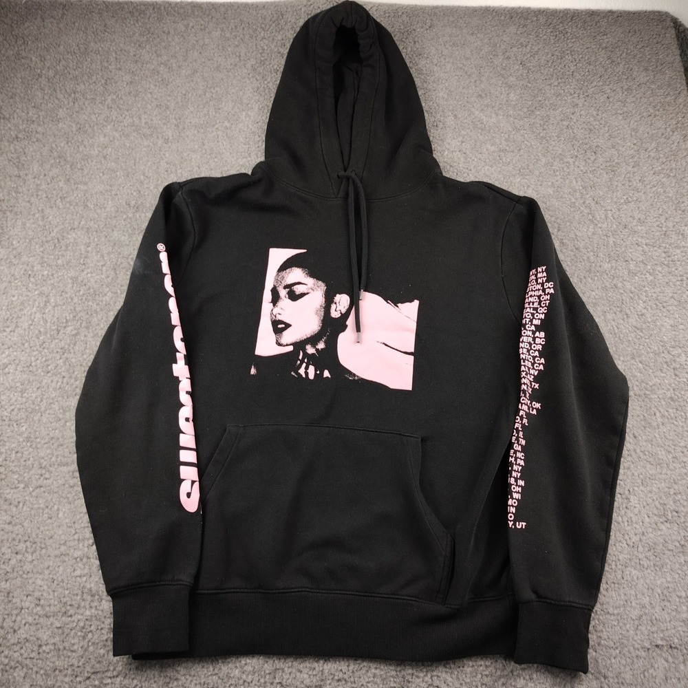 Ariana Grande Sweetener World Tour Hoodie Hoodie Sz Large Black Graphic Portrait